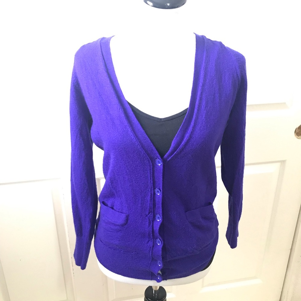 Vivid Purple J Crew Cardigan Size Large